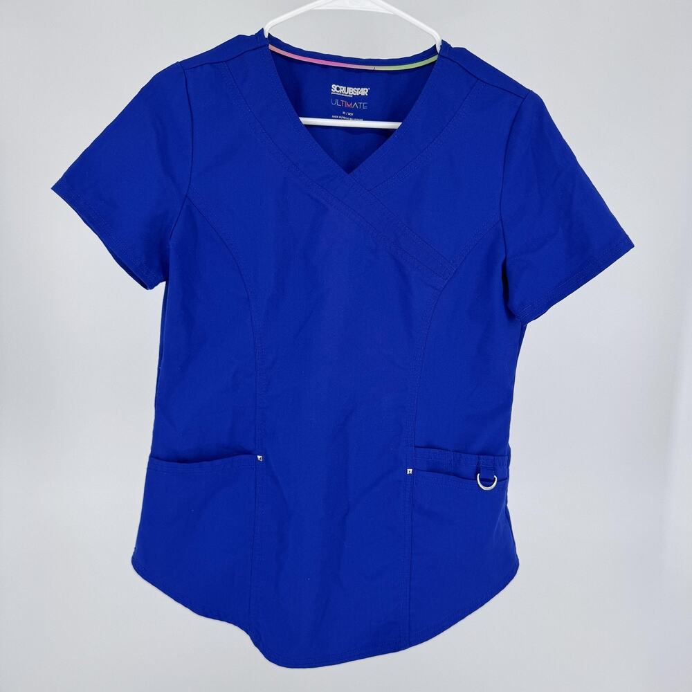 Scrubstar Ultimate Scrub Top Womens XS Electric Blue V-Neck‎ Nursing Workwear